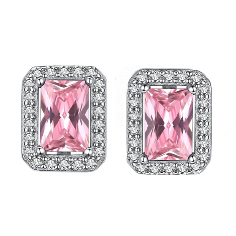  pink stud earrings, cubic zirconia earrings