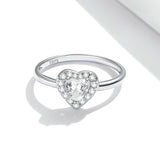 heart shaped silver ring, cubic zirconia heart ring, heart shaped ring 