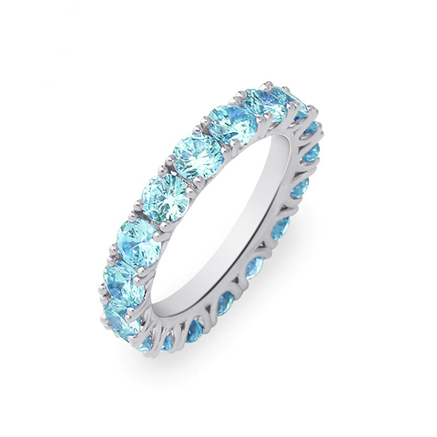 Blue ring, blue crystal ring, blue eternity band, blue cubic zirconia ring, blue diamond ring, blue crystal ring, sovente jewelry