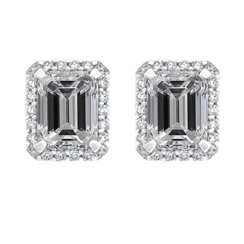 crystal silver stud earrings, cubic zirconia earrings